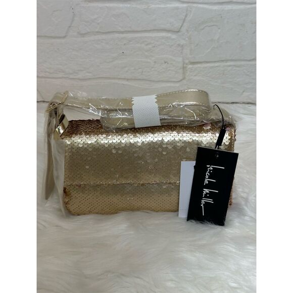 Nicole Miller Gold Sequin Shoulder Bag Small Party Cocktail Glamour NWT - Picture 9 of 17